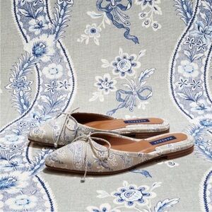 Margaux Blue and White Floral Mules